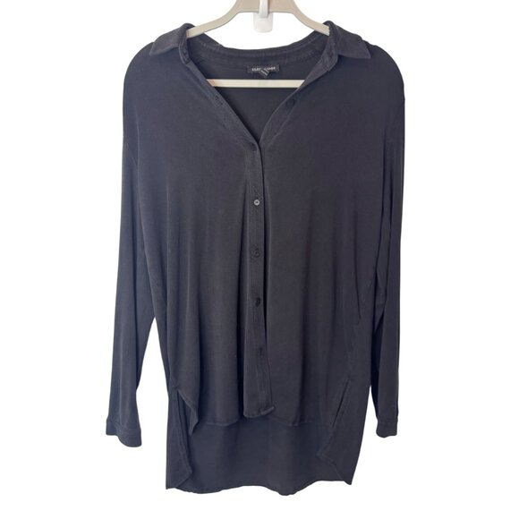 Eileen Fisher button down long sleeve oversized top black women's size XXS - Picture 2 of 5